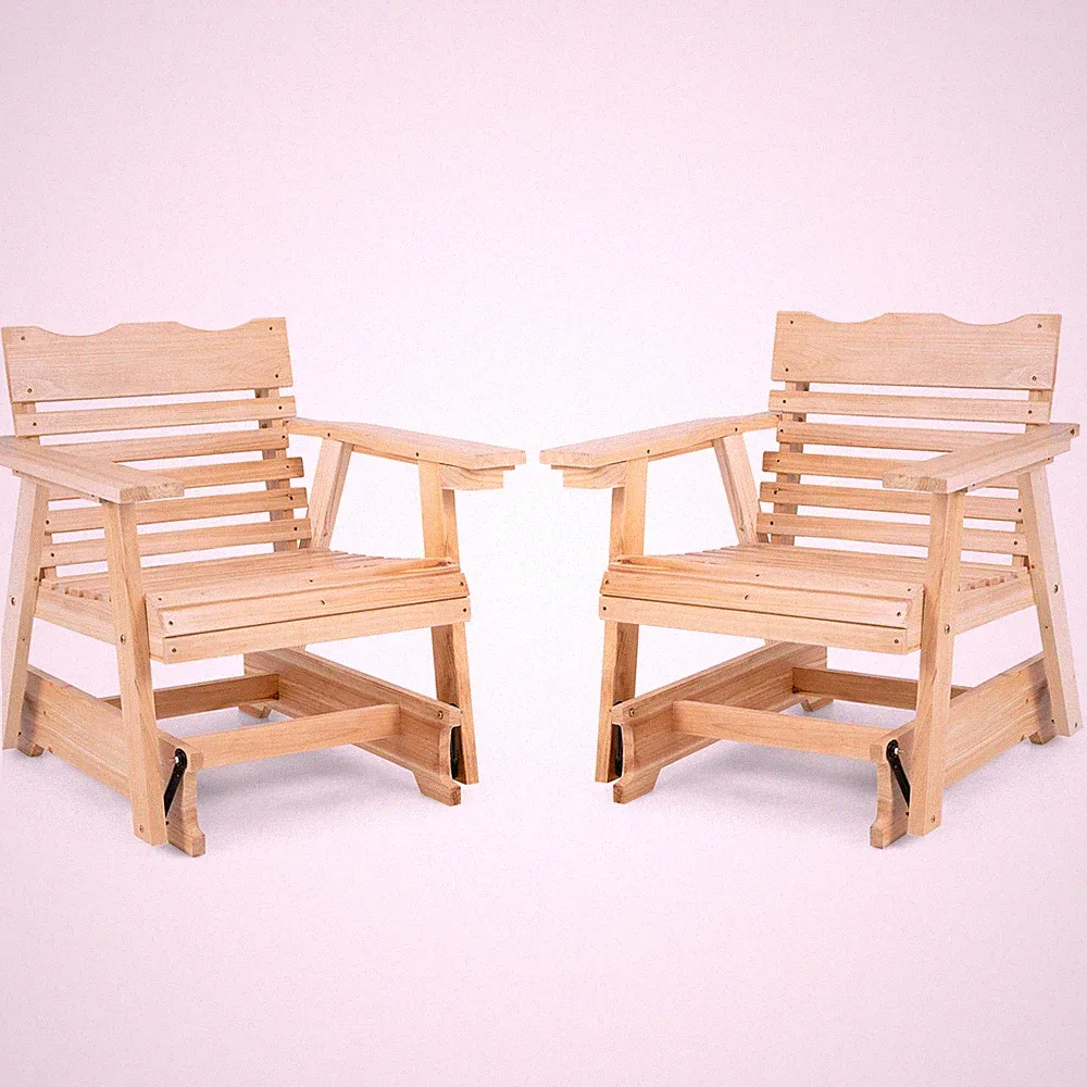 2 PCS Wood Rocking Chair Curved Chair w/ Cozy Armrests & High Backrest Natural