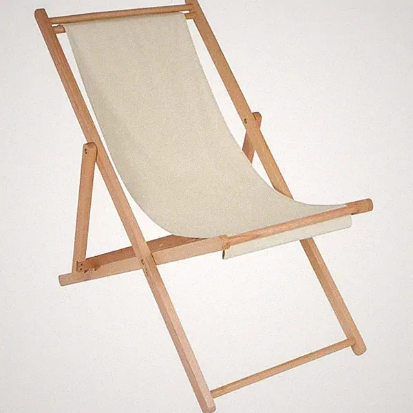 Cabana Reclining Beach Chair Beechwood & Cotton Canvas Vintage Style
