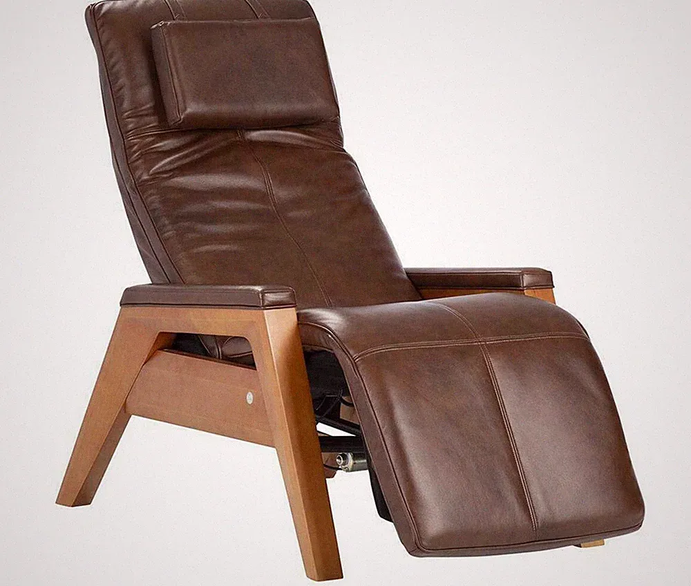 Human Touch Gravis ZG Zero Gravity Recliner Massage Chair Saddle Leather Beech