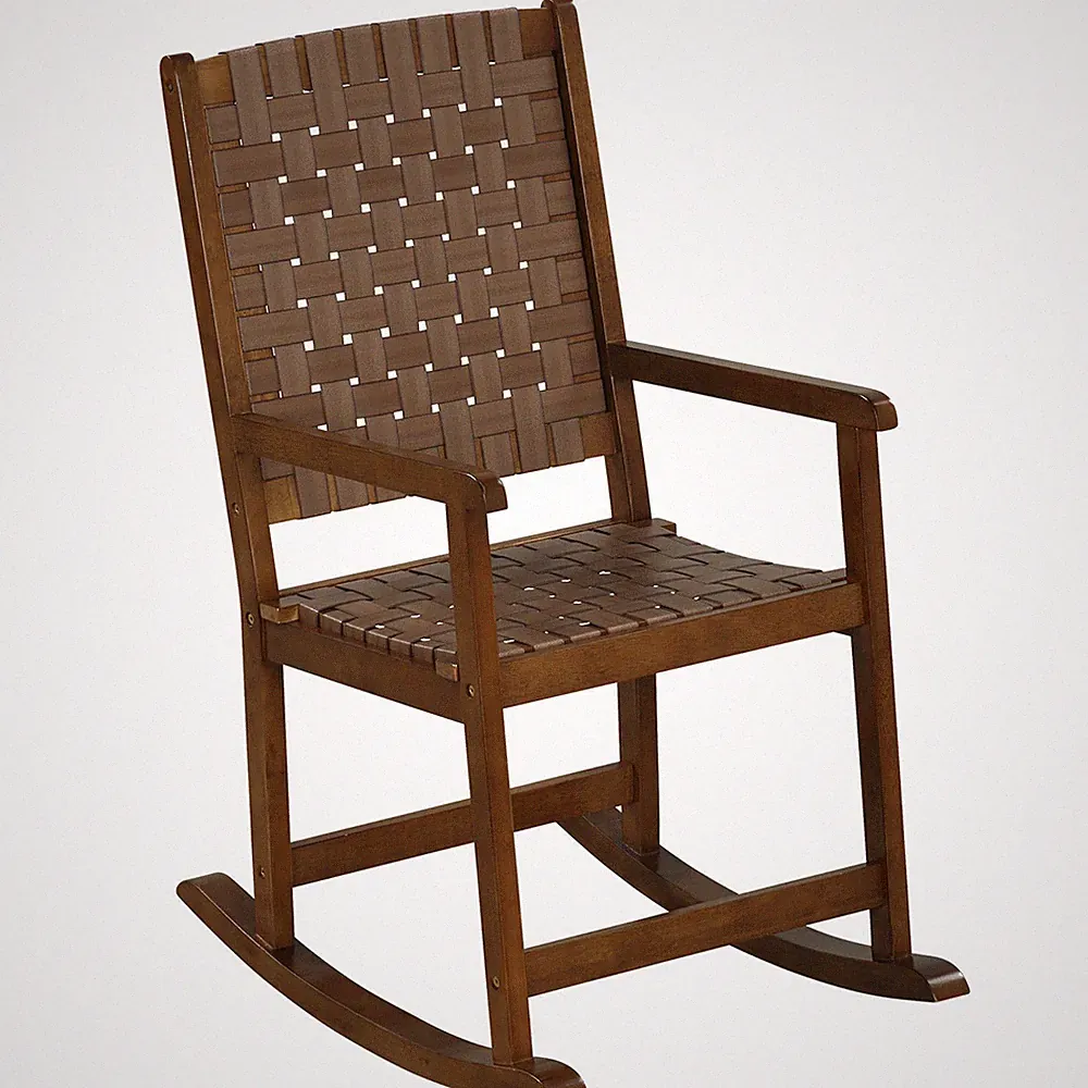 Rocking Chair with PU Seat & Rubber Wood Frame Safe & Smooth Rocking Motion